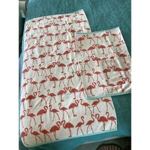 Flamingo Print Reversible Bath and hand Towel Set